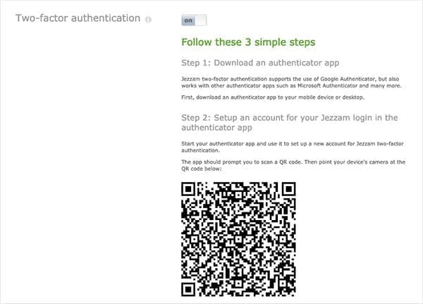 Easy two-factor authentication setup for online booking